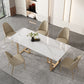 Glam Sintered Stone White Dining Table Rectangle Kitchen Dining Table for Kitchen Clearhalo ' dining_table' 'Dining Tables & Seating' 'Dining Tables' 'furn' 'furn_dining_table' 'Furniture' 'furniture_dining_table' 'Kitchen & Dining Furniture' 'kitchen&dining_furn' 'kitchen' 'kitchen_dining_table' 3756609