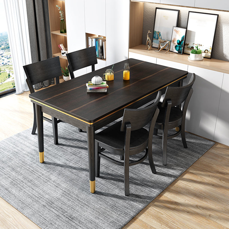 Ash Wood Base Modern Sintered Stone Dining Table Rectangular Table in Black Clearhalo ' dining_table' 'Dining Tables & Seating' 'Dining Tables' 'furn' 'furn_dining_table' 'Furniture' 'furniture_dining_table' 'Kitchen & Dining Furniture' 'kitchen&dining_furn' 'kitchen' 'kitchen_dining_table' 3756612