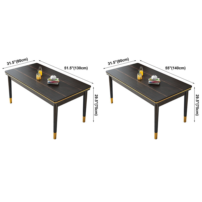 Ash Wood Base Modern Sintered Stone Dining Table Rectangular Table in Black Clearhalo ' dining_table' 'Dining Tables & Seating' 'Dining Tables' 'furn' 'furn_dining_table' 'Furniture' 'furniture_dining_table' 'Kitchen & Dining Furniture' 'kitchen&dining_furn' 'kitchen' 'kitchen_dining_table' 3756619