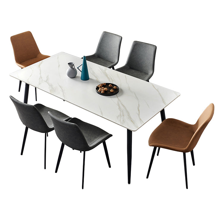 Contemporary Rectangle 4-foot Home Furniture Stone Dining Room Collection Clearhalo ' dining_table' 'Dining Tables & Seating' 'Dining Tables' 'furn' 'furn_dining_table' 'Furniture' 'furniture_dining_table' 'Kitchen & Dining Furniture' 'kitchen&dining_furn' 'kitchen' 'kitchen_dining_table' 3756631