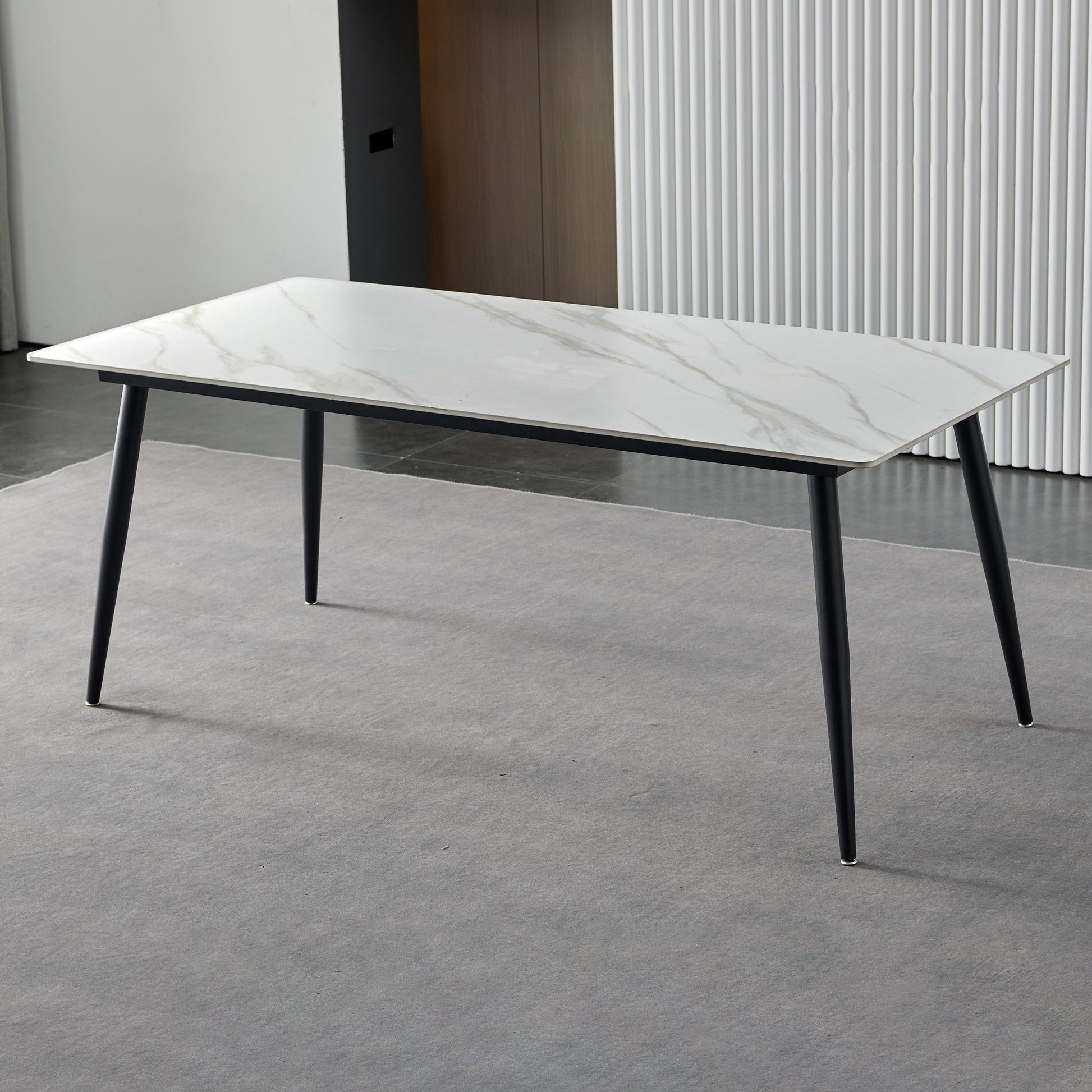 Contemporary Rectangle 4-foot Home Furniture Stone Dining Room Collection Clearhalo ' dining_table' 'Dining Tables & Seating' 'Dining Tables' 'furn' 'furn_dining_table' 'Furniture' 'furniture_dining_table' 'Kitchen & Dining Furniture' 'kitchen&dining_furn' 'kitchen' 'kitchen_dining_table' 3756632