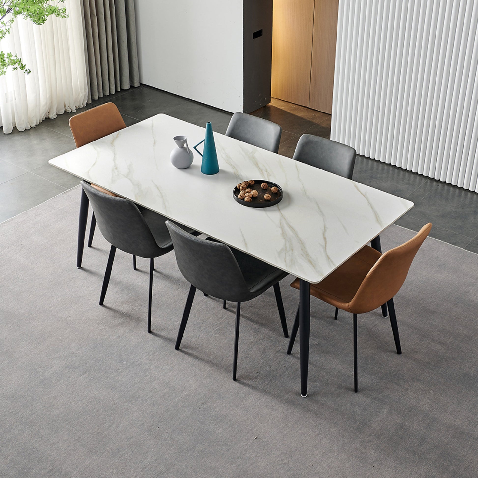 Contemporary Rectangle 4-foot Home Furniture Stone Dining Room Collection Clearhalo ' dining_table' 'Dining Tables & Seating' 'Dining Tables' 'furn' 'furn_dining_table' 'Furniture' 'furniture_dining_table' 'Kitchen & Dining Furniture' 'kitchen&dining_furn' 'kitchen' 'kitchen_dining_table' 3756635