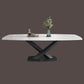 Sintered Stone Top Dining Table Modern Rectangle Table with Metal Pedestal Clearhalo ' dining_table' 'Dining Tables & Seating' 'Dining Tables' 'furn' 'furn_dining_table' 'Furniture' 'furniture_dining_table' 'Kitchen & Dining Furniture' 'kitchen&dining_furn' 'kitchen' 'kitchen_dining_table' 3756639