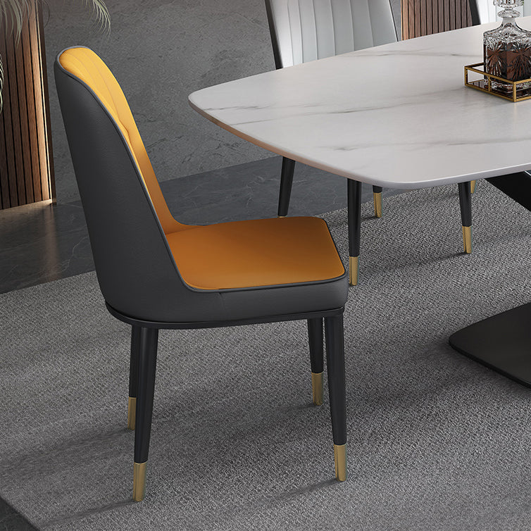 Sintered Stone Top Dining Table Modern Rectangle Table with Metal Pedestal Clearhalo ' dining_table' 'Dining Tables & Seating' 'Dining Tables' 'furn' 'furn_dining_table' 'Furniture' 'furniture_dining_table' 'Kitchen & Dining Furniture' 'kitchen&dining_furn' 'kitchen' 'kitchen_dining_table' 3756642