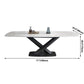 Sintered Stone Top Dining Table Modern Rectangle Table with Metal Pedestal Clearhalo ' dining_table' 'Dining Tables & Seating' 'Dining Tables' 'furn' 'furn_dining_table' 'Furniture' 'furniture_dining_table' 'Kitchen & Dining Furniture' 'kitchen&dining_furn' 'kitchen' 'kitchen_dining_table' 3756644