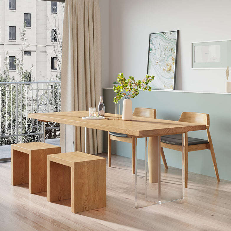 Contemporary Khaki Standard Dining Table Solid Wood Rectangle Dining Table with Double Pedestal Base Clearhalo ' dining_table' 'Dining Tables & Seating' 'Dining Tables' 'furn' 'furn_dining_table' 'Furniture' 'furniture_dining_table' 'Kitchen & Dining Furniture' 'kitchen&dining_furn' 'kitchen' 'kitchen_dining_table' 3756647