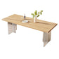 Contemporary Khaki Standard Dining Table Solid Wood Rectangle Dining Table with Double Pedestal Base Clearhalo ' dining_table' 'Dining Tables & Seating' 'Dining Tables' 'furn' 'furn_dining_table' 'Furniture' 'furniture_dining_table' 'Kitchen & Dining Furniture' 'kitchen&dining_furn' 'kitchen' 'kitchen_dining_table' 3756649