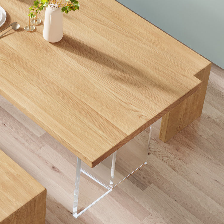 Contemporary Khaki Standard Dining Table Solid Wood Rectangle Dining Table with Double Pedestal Base Clearhalo ' dining_table' 'Dining Tables & Seating' 'Dining Tables' 'furn' 'furn_dining_table' 'Furniture' 'furniture_dining_table' 'Kitchen & Dining Furniture' 'kitchen&dining_furn' 'kitchen' 'kitchen_dining_table' 3756651