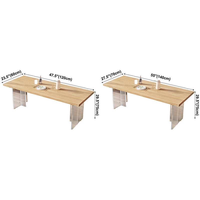 Contemporary Khaki Standard Dining Table Solid Wood Rectangle Dining Table with Double Pedestal Base Clearhalo ' dining_table' 'Dining Tables & Seating' 'Dining Tables' 'furn' 'furn_dining_table' 'Furniture' 'furniture_dining_table' 'Kitchen & Dining Furniture' 'kitchen&dining_furn' 'kitchen' 'kitchen_dining_table' 3756654
