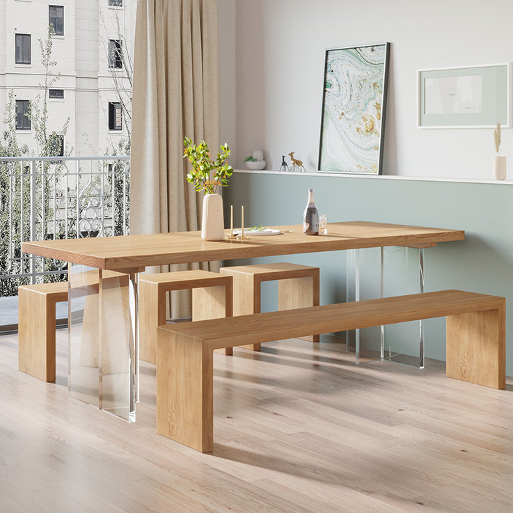 Contemporary Khaki Standard Dining Table Solid Wood Rectangle Dining Table with Double Pedestal Base Clearhalo ' dining_table' 'Dining Tables & Seating' 'Dining Tables' 'furn' 'furn_dining_table' 'Furniture' 'furniture_dining_table' 'Kitchen & Dining Furniture' 'kitchen&dining_furn' 'kitchen' 'kitchen_dining_table' 3756659