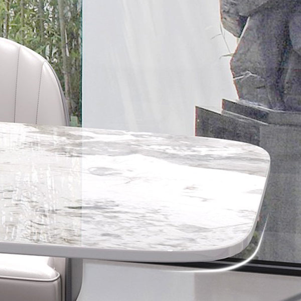Stone Pedestal Table Traditional Luxury Dining Table Rectangle for Kitchen Home Clearhalo ' dining_table' 'Dining Tables & Seating' 'Dining Tables' 'furn' 'furn_dining_table' 'Furniture' 'furniture_dining_table' 'Kitchen & Dining Furniture' 'kitchen&dining_furn' 'kitchen' 'kitchen_dining_table' 3756665