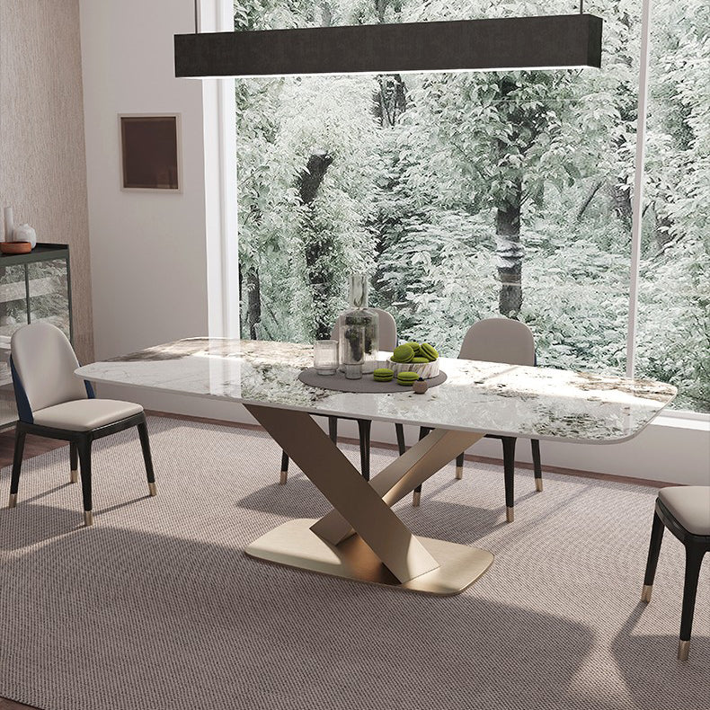 Stone Pedestal Table Traditional Luxury Dining Table Rectangle for Kitchen Home Clearhalo ' dining_table' 'Dining Tables & Seating' 'Dining Tables' 'furn' 'furn_dining_table' 'Furniture' 'furniture_dining_table' 'Kitchen & Dining Furniture' 'kitchen&dining_furn' 'kitchen' 'kitchen_dining_table' 3756671