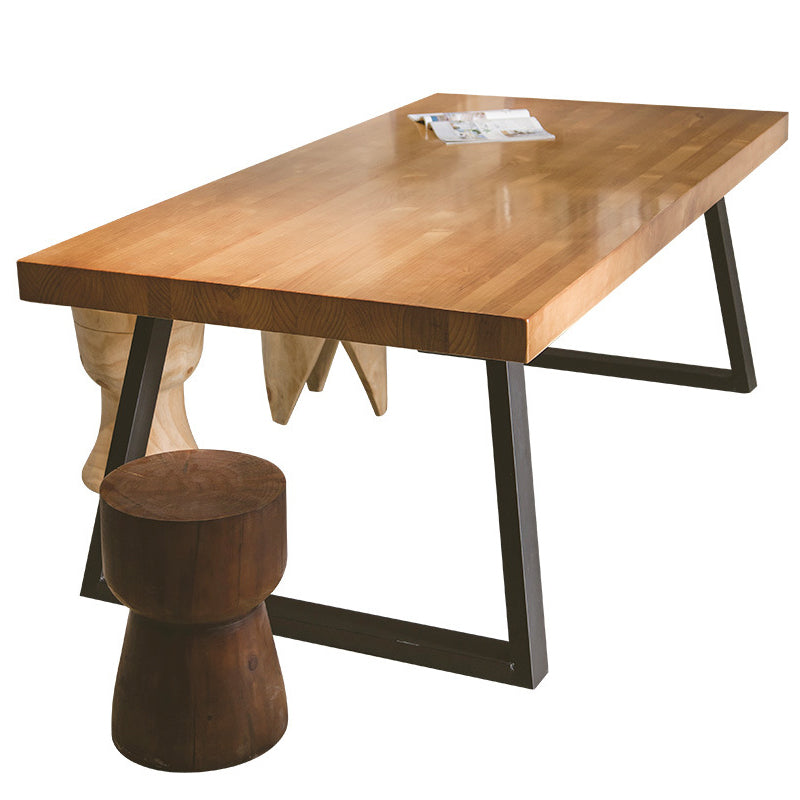 Solid Wood Industrial Dining Table Brown Rectangle Table with Sled Base for Home Use Without Chairs Clearhalo ' dining_table' 'Dining Tables & Seating' 'Dining Tables' 'furn' 'furn_dining_table' 'Furniture' 'furniture_dining_table' 'Kitchen & Dining Furniture' 'kitchen&dining_furn' 'kitchen' 'kitchen_dining_table' 3756677