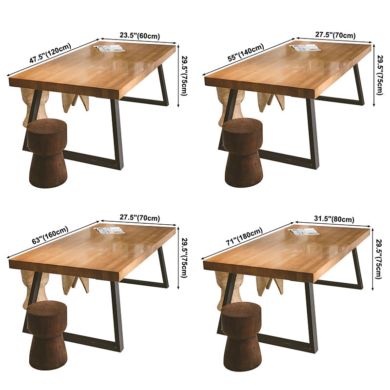 Solid Wood Industrial Dining Table Brown Rectangle Table with Sled Base for Home Use Clearhalo ' dining_table' 'Dining Tables & Seating' 'Dining Tables' 'furn' 'furn_dining_table' 'Furniture' 'furniture_dining_table' 'Kitchen & Dining Furniture' 'kitchen&dining_furn' 'kitchen' 'kitchen_dining_table' 3756679