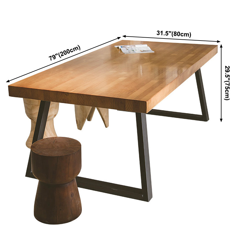 Solid Wood Industrial Dining Table Brown Rectangle Table with Sled Base for Home Use Clearhalo ' dining_table' 'Dining Tables & Seating' 'Dining Tables' 'furn' 'furn_dining_table' 'Furniture' 'furniture_dining_table' 'Kitchen & Dining Furniture' 'kitchen&dining_furn' 'kitchen' 'kitchen_dining_table' 3756680