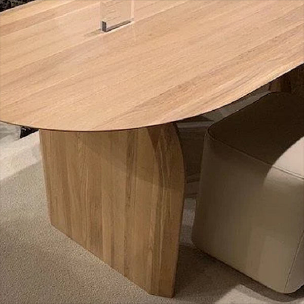 Oval Table Dinette Table Contemporary Solid Wood Dinner Room Table with Double Pedestal Clearhalo ' dining_table' 'Dining Tables & Seating' 'Dining Tables' 'furn' 'furn_dining_table' 'Furniture' 'furniture_dining_table' 'Kitchen & Dining Furniture' 'kitchen&dining_furn' 'kitchen' 'kitchen_dining_table' 3756692