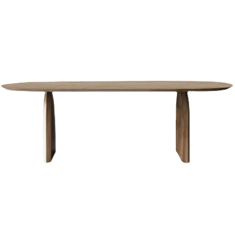 Oval Table Dinette Table Contemporary Solid Wood Dinner Room Table with Double Pedestal Clearhalo ' dining_table' 'Dining Tables & Seating' 'Dining Tables' 'furn' 'furn_dining_table' 'Furniture' 'furniture_dining_table' 'Kitchen & Dining Furniture' 'kitchen&dining_furn' 'kitchen' 'kitchen_dining_table' 3756693