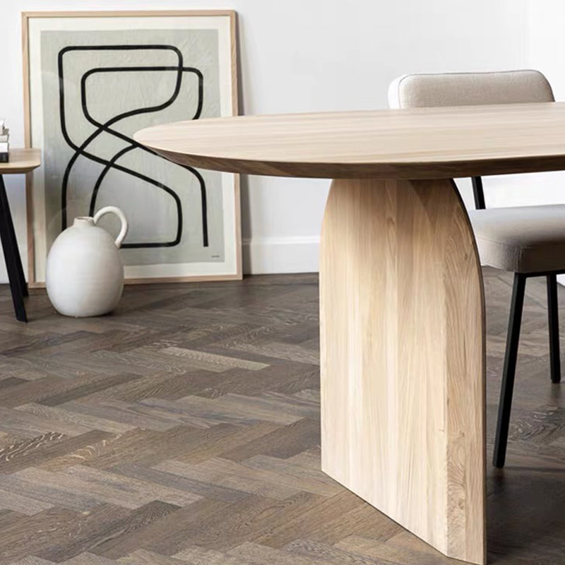 Oval Table Dinette Table Contemporary Solid Wood Dinner Room Table with Double Pedestal Clearhalo ' dining_table' 'Dining Tables & Seating' 'Dining Tables' 'furn' 'furn_dining_table' 'Furniture' 'furniture_dining_table' 'Kitchen & Dining Furniture' 'kitchen&dining_furn' 'kitchen' 'kitchen_dining_table' 3756694