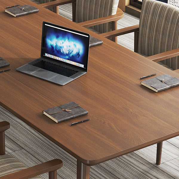 Rectangle Solid Pinewood Brown Tone Dining Table Simplicity 4 Legs Table for Dining Room Clearhalo ' dining_table' 'Dining Tables & Seating' 'Dining Tables' 'furn' 'furn_dining_table' 'Furniture' 'furniture_dining_table' 'Kitchen & Dining Furniture' 'kitchen&dining_furn' 'kitchen' 'kitchen_dining_table' 3756717