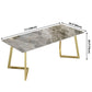 Metal Traditional Luxury Rectangular Dining Table Sintered Stone Table with Sled Base Clearhalo ' dining_table' 'Dining Tables & Seating' 'Dining Tables' 'furn' 'furn_dining_table' 'Furniture' 'furniture_dining_table' 'Kitchen & Dining Furniture' 'kitchen&dining_furn' 'kitchen' 'kitchen_dining_table' 3756735
