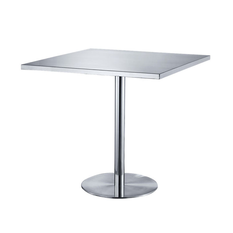 Square Table Dinette Table Industrial Stainless Steel Dinner Room Table with Tulip Base Without Chairs Clearhalo ' dining_table' 'Dining Tables & Seating' 'Dining Tables' 'furn' 'furn_dining_table' 'Furniture' 'furniture_dining_table' 'Kitchen & Dining Furniture' 'kitchen&dining_furn' 'kitchen' 'kitchen_dining_table' 3756772