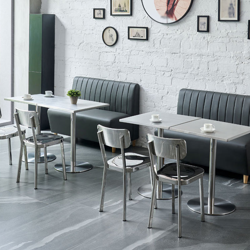 Square Table Dinette Table Industrial Stainless Steel Dinner Room Table with Tulip Base Clearhalo ' dining_table' 'Dining Tables & Seating' 'Dining Tables' 'furn' 'furn_dining_table' 'Furniture' 'furniture_dining_table' 'Kitchen & Dining Furniture' 'kitchen&dining_furn' 'kitchen' 'kitchen_dining_table' 3756773