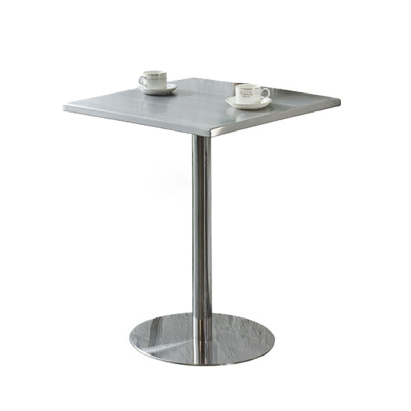 Square Table Dinette Table Industrial Stainless Steel Dinner Room Table with Tulip Base Clearhalo ' dining_table' 'Dining Tables & Seating' 'Dining Tables' 'furn' 'furn_dining_table' 'Furniture' 'furniture_dining_table' 'Kitchen & Dining Furniture' 'kitchen&dining_furn' 'kitchen' 'kitchen_dining_table' 3756776