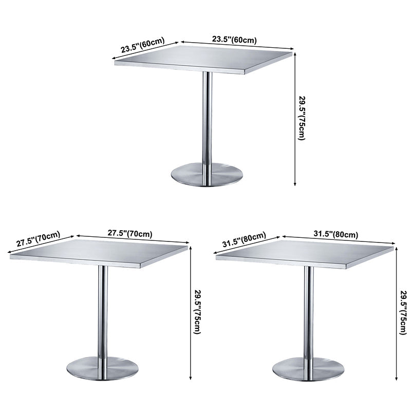 Square Table Dinette Table Industrial Stainless Steel Dinner Room Table with Tulip Base Clearhalo ' dining_table' 'Dining Tables & Seating' 'Dining Tables' 'furn' 'furn_dining_table' 'Furniture' 'furniture_dining_table' 'Kitchen & Dining Furniture' 'kitchen&dining_furn' 'kitchen' 'kitchen_dining_table' 3756781