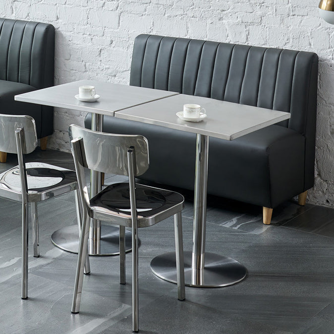 Square Table Dinette Table Industrial Stainless Steel Dinner Room Table with Tulip Base Clearhalo ' dining_table' 'Dining Tables & Seating' 'Dining Tables' 'furn' 'furn_dining_table' 'Furniture' 'furniture_dining_table' 'Kitchen & Dining Furniture' 'kitchen&dining_furn' 'kitchen' 'kitchen_dining_table' 3756782