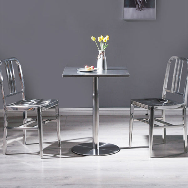 Square Table Dinette Table Industrial Stainless Steel Dinner Room Table with Tulip Base Clearhalo ' dining_table' 'Dining Tables & Seating' 'Dining Tables' 'furn' 'furn_dining_table' 'Furniture' 'furniture_dining_table' 'Kitchen & Dining Furniture' 'kitchen&dining_furn' 'kitchen' 'kitchen_dining_table' 3756784