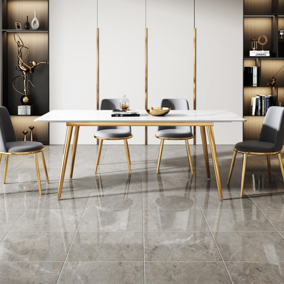 Metal Traditional Luxury Rectangle Indoor Table Sintered Stone Table with 4 Legs Clearhalo ' dining_table' 'Dining Tables & Seating' 'Dining Tables' 'furn' 'furn_dining_table' 'Furniture' 'furniture_dining_table' 'Kitchen & Dining Furniture' 'kitchen&dining_furn' 'kitchen' 'kitchen_dining_table' 3756793