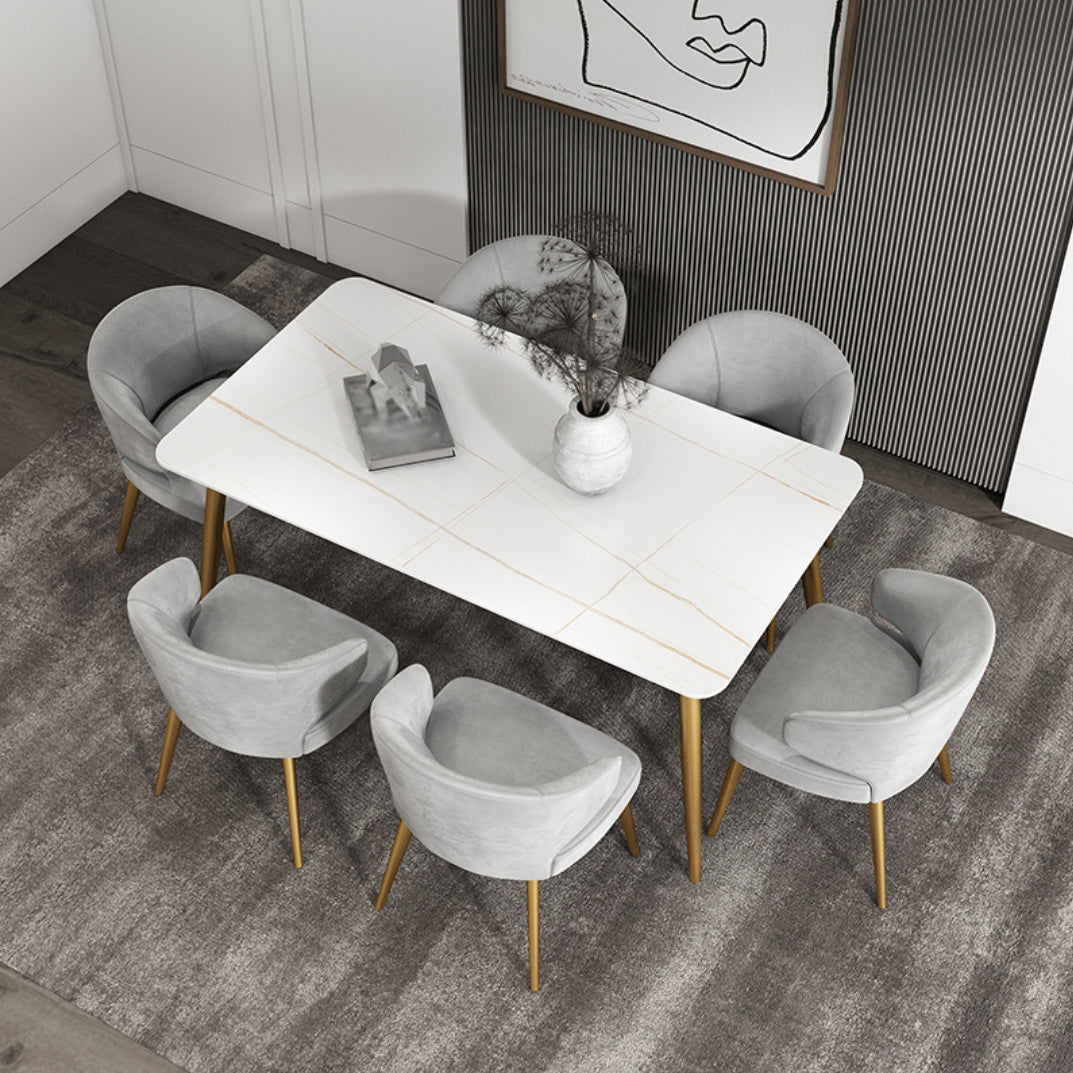 Metal Traditional Luxury Rectangle Indoor Table Sintered Stone Table with 4 Legs Clearhalo ' dining_table' 'Dining Tables & Seating' 'Dining Tables' 'furn' 'furn_dining_table' 'Furniture' 'furniture_dining_table' 'Kitchen & Dining Furniture' 'kitchen&dining_furn' 'kitchen' 'kitchen_dining_table' 3756794