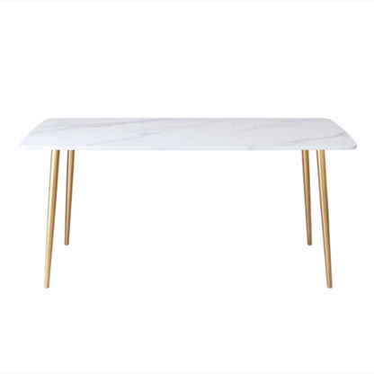 Metal Traditional Luxury Rectangle Indoor Table Sintered Stone Table with 4 Legs Without Chairs Clearhalo ' dining_table' 'Dining Tables & Seating' 'Dining Tables' 'furn' 'furn_dining_table' 'Furniture' 'furniture_dining_table' 'Kitchen & Dining Furniture' 'kitchen&dining_furn' 'kitchen' 'kitchen_dining_table' 3756795