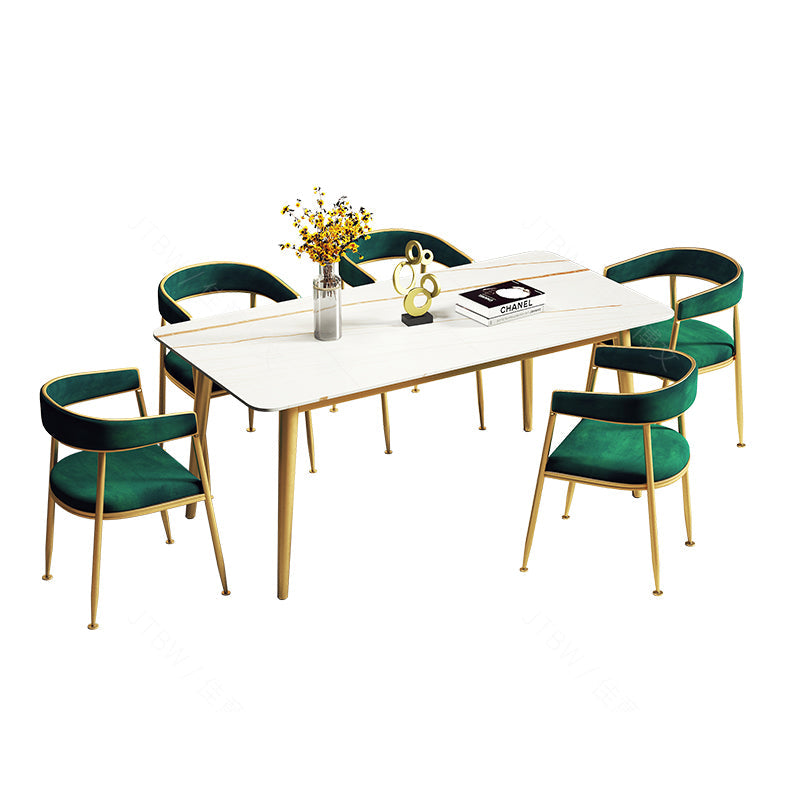 Metal Traditional Luxury Rectangle Indoor Table Sintered Stone Table with 4 Legs Clearhalo ' dining_table' 'Dining Tables & Seating' 'Dining Tables' 'furn' 'furn_dining_table' 'Furniture' 'furniture_dining_table' 'Kitchen & Dining Furniture' 'kitchen&dining_furn' 'kitchen' 'kitchen_dining_table' 3756796