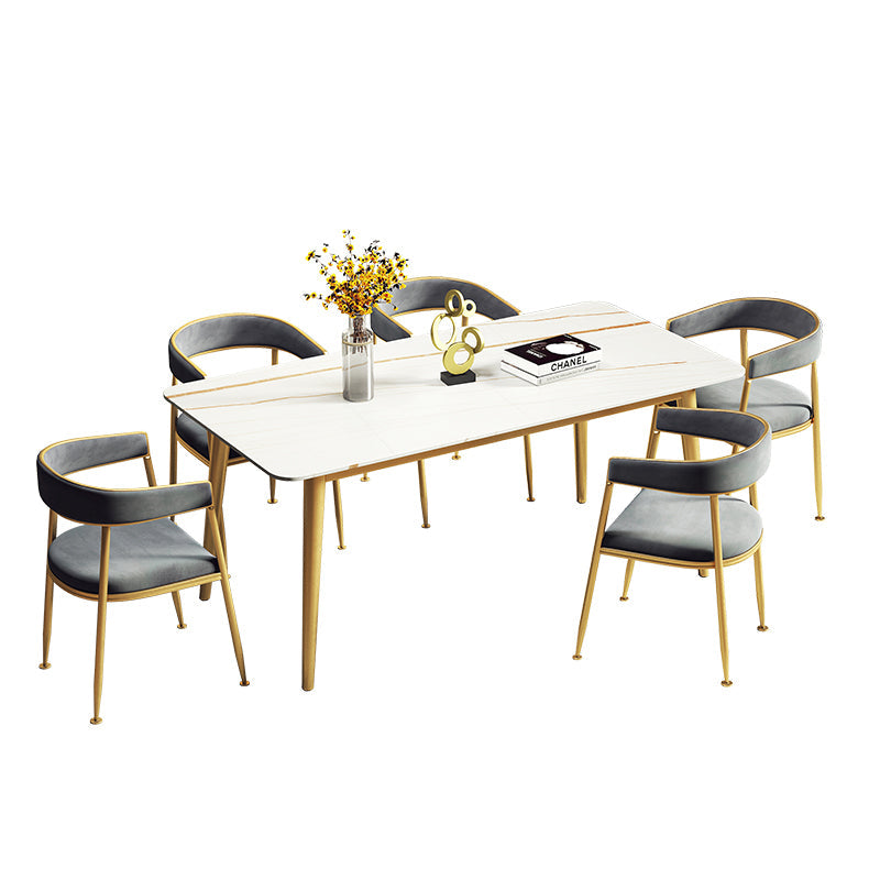 Metal Traditional Luxury Rectangle Indoor Table Sintered Stone Table with 4 Legs Clearhalo ' dining_table' 'Dining Tables & Seating' 'Dining Tables' 'furn' 'furn_dining_table' 'Furniture' 'furniture_dining_table' 'Kitchen & Dining Furniture' 'kitchen&dining_furn' 'kitchen' 'kitchen_dining_table' 3756798