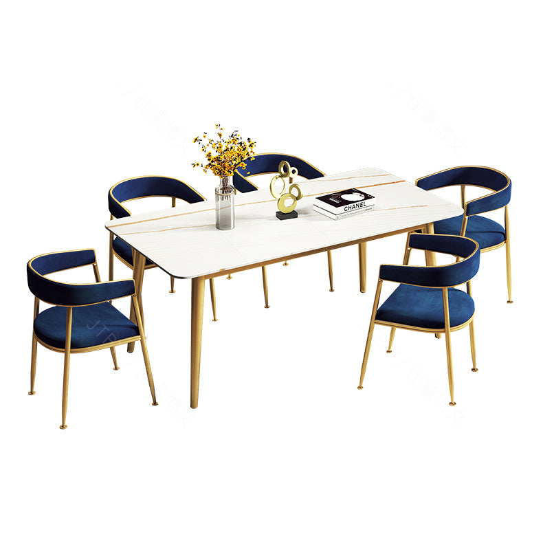 Metal Traditional Luxury Rectangle Indoor Table Sintered Stone Table with 4 Legs Clearhalo ' dining_table' 'Dining Tables & Seating' 'Dining Tables' 'furn' 'furn_dining_table' 'Furniture' 'furniture_dining_table' 'Kitchen & Dining Furniture' 'kitchen&dining_furn' 'kitchen' 'kitchen_dining_table' 3756799