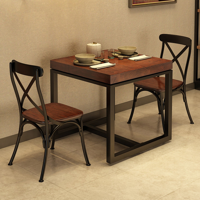 Solid Wood Industrial Dining Table Brown Square Table with Trestle Base for Dinning Room Clearhalo ' dining_table' 'Dining Tables & Seating' 'Dining Tables' 'furn' 'furn_dining_table' 'Furniture' 'furniture_dining_table' 'Kitchen & Dining Furniture' 'kitchen&dining_furn' 'kitchen' 'kitchen_dining_table' 3756812