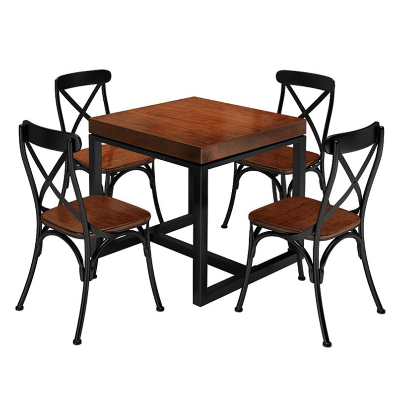 Solid Wood Industrial Dining Table Brown Square Table with Trestle Base for Dinning Room Clearhalo ' dining_table' 'Dining Tables & Seating' 'Dining Tables' 'furn' 'furn_dining_table' 'Furniture' 'furniture_dining_table' 'Kitchen & Dining Furniture' 'kitchen&dining_furn' 'kitchen' 'kitchen_dining_table' 3756815