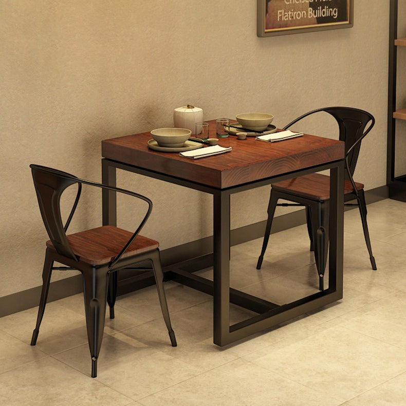 Solid Wood Industrial Dining Table Brown Square Table with Trestle Base for Dinning Room Clearhalo ' dining_table' 'Dining Tables & Seating' 'Dining Tables' 'furn' 'furn_dining_table' 'Furniture' 'furniture_dining_table' 'Kitchen & Dining Furniture' 'kitchen&dining_furn' 'kitchen' 'kitchen_dining_table' 3756823