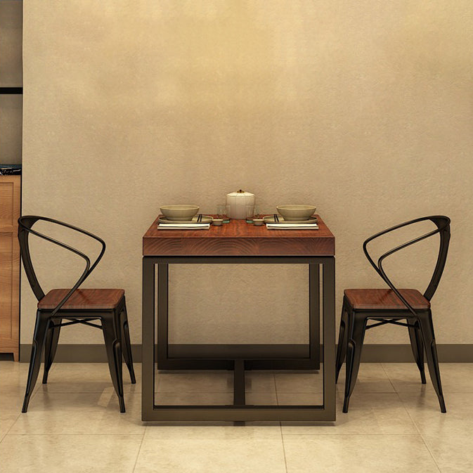 Solid Wood Industrial Dining Table Brown Square Table with Trestle Base for Dinning Room Clearhalo ' dining_table' 'Dining Tables & Seating' 'Dining Tables' 'furn' 'furn_dining_table' 'Furniture' 'furniture_dining_table' 'Kitchen & Dining Furniture' 'kitchen&dining_furn' 'kitchen' 'kitchen_dining_table' 3756824
