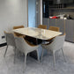 Sintered Stone Top Dining Table Rectangle Table in White with Metal Pedestal Base Clearhalo ' dining_table' 'Dining Tables & Seating' 'Dining Tables' 'furn' 'furn_dining_table' 'Furniture' 'furniture_dining_table' 'Kitchen & Dining Furniture' 'kitchen&dining_furn' 'kitchen' 'kitchen_dining_table' 3756830