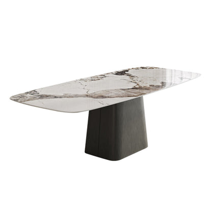 Sintered Stone Top Dining Table Rectangle Table in White with Metal Pedestal Base Without Chairs Clearhalo ' dining_table' 'Dining Tables & Seating' 'Dining Tables' 'furn' 'furn_dining_table' 'Furniture' 'furniture_dining_table' 'Kitchen & Dining Furniture' 'kitchen&dining_furn' 'kitchen' 'kitchen_dining_table' 3756831