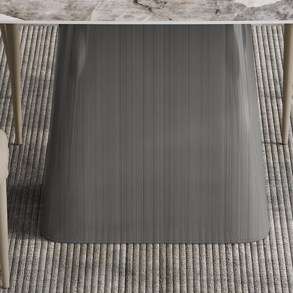 Sintered Stone Top Dining Table Rectangle Table in White with Metal Pedestal Base Clearhalo ' dining_table' 'Dining Tables & Seating' 'Dining Tables' 'furn' 'furn_dining_table' 'Furniture' 'furniture_dining_table' 'Kitchen & Dining Furniture' 'kitchen&dining_furn' 'kitchen' 'kitchen_dining_table' 3756835