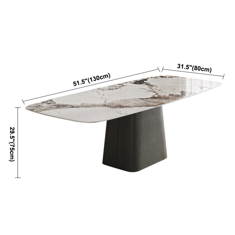 Sintered Stone Top Dining Table Rectangle Table in White with Metal Pedestal Base Clearhalo ' dining_table' 'Dining Tables & Seating' 'Dining Tables' 'furn' 'furn_dining_table' 'Furniture' 'furniture_dining_table' 'Kitchen & Dining Furniture' 'kitchen&dining_furn' 'kitchen' 'kitchen_dining_table' 3756836