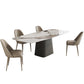 Sintered Stone Top Dining Table Rectangle Table in White with Metal Pedestal Base Clearhalo ' dining_table' 'Dining Tables & Seating' 'Dining Tables' 'furn' 'furn_dining_table' 'Furniture' 'furniture_dining_table' 'Kitchen & Dining Furniture' 'kitchen&dining_furn' 'kitchen' 'kitchen_dining_table' 3756837