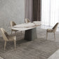 Sintered Stone Top Dining Table Rectangle Table in White with Metal Pedestal Base Clearhalo ' dining_table' 'Dining Tables & Seating' 'Dining Tables' 'furn' 'furn_dining_table' 'Furniture' 'furniture_dining_table' 'Kitchen & Dining Furniture' 'kitchen&dining_furn' 'kitchen' 'kitchen_dining_table' 3756838