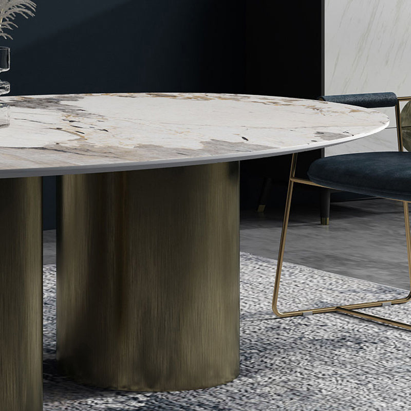 Metal Traditional Luxury Oval Indoor Table Sintered Stone Table for Dining Room Clearhalo ' dining_table' 'Dining Tables & Seating' 'Dining Tables' 'furn' 'furn_dining_table' 'Furniture' 'furniture_dining_table' 'Kitchen & Dining Furniture' 'kitchen&dining_furn' 'kitchen' 'kitchen_dining_table' 3756842