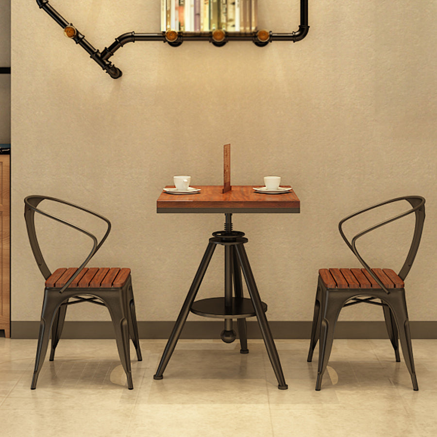 Solid Wood Industrial Dining Table Adjustable Square Table with Black Frame for Dinning Room Clearhalo ' dining_table' 'Dining Tables & Seating' 'Dining Tables' 'furn' 'furn_dining_table' 'Furniture' 'furniture_dining_table' 'Kitchen & Dining Furniture' 'kitchen&dining_furn' 'kitchen' 'kitchen_dining_table' 3756846