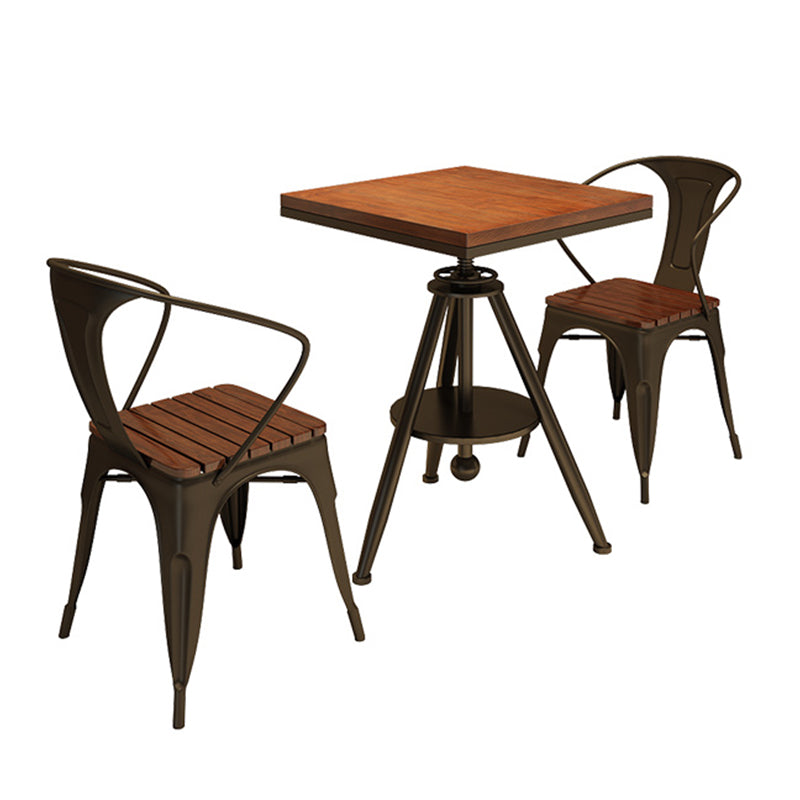 Solid Wood Industrial Dining Table Adjustable Square Table with Black Frame for Dinning Room Clearhalo ' dining_table' 'Dining Tables & Seating' 'Dining Tables' 'furn' 'furn_dining_table' 'Furniture' 'furniture_dining_table' 'Kitchen & Dining Furniture' 'kitchen&dining_furn' 'kitchen' 'kitchen_dining_table' 3756848