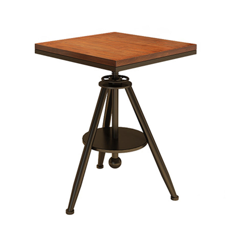 Solid Wood Industrial Dining Table Adjustable Square Table with Black Frame for Dinning Room Without Chairs Clearhalo ' dining_table' 'Dining Tables & Seating' 'Dining Tables' 'furn' 'furn_dining_table' 'Furniture' 'furniture_dining_table' 'Kitchen & Dining Furniture' 'kitchen&dining_furn' 'kitchen' 'kitchen_dining_table' 3756849